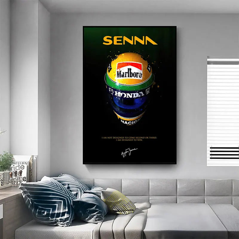 Ayrton Senna Helmet Graffiti Canvas